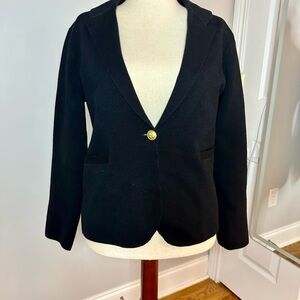 J. Crew Camille Black Sweater Blazer with Gold Button, sz L